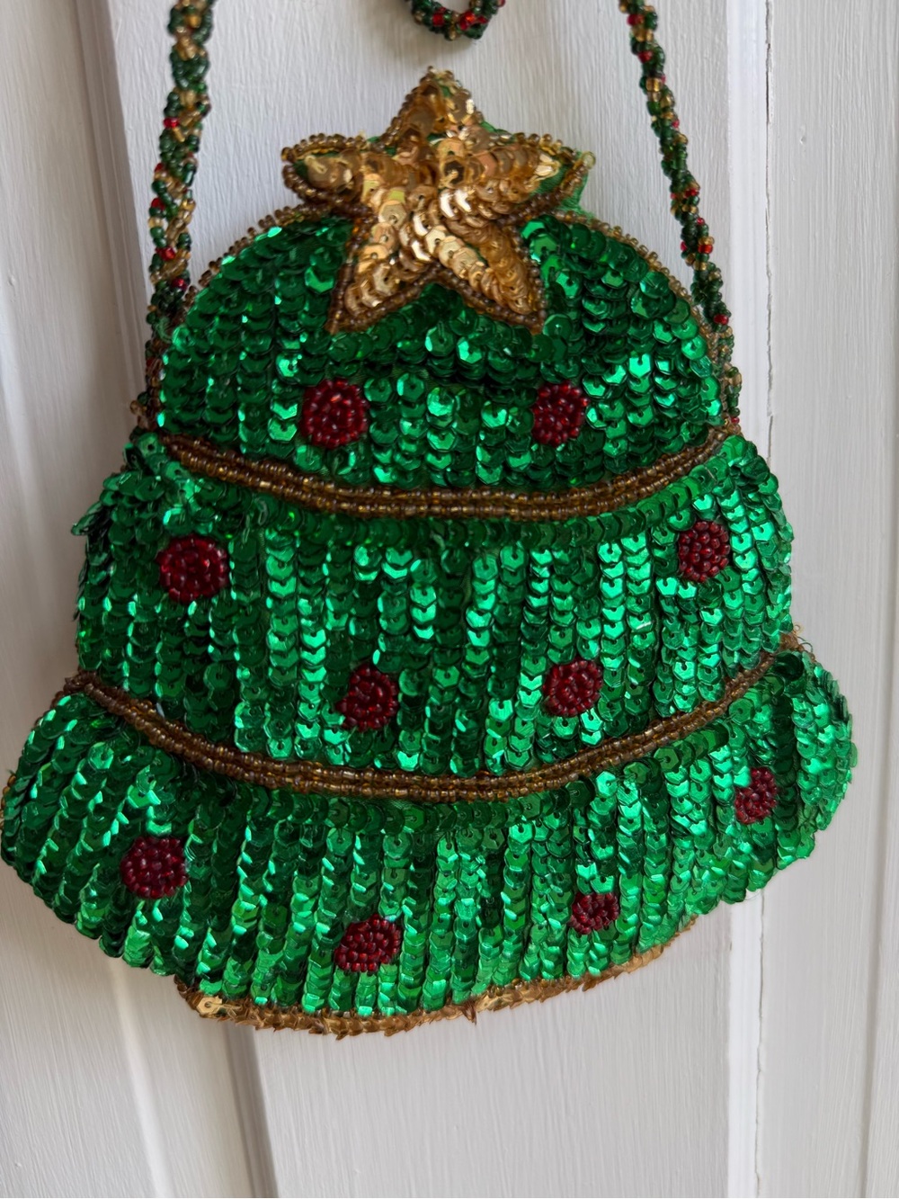 Vintage beaded Christmas Holiday Tree Party Purse